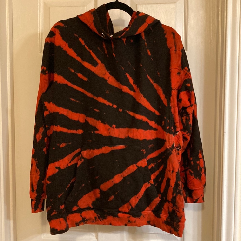 PSWL red and black tie dye hoodie
